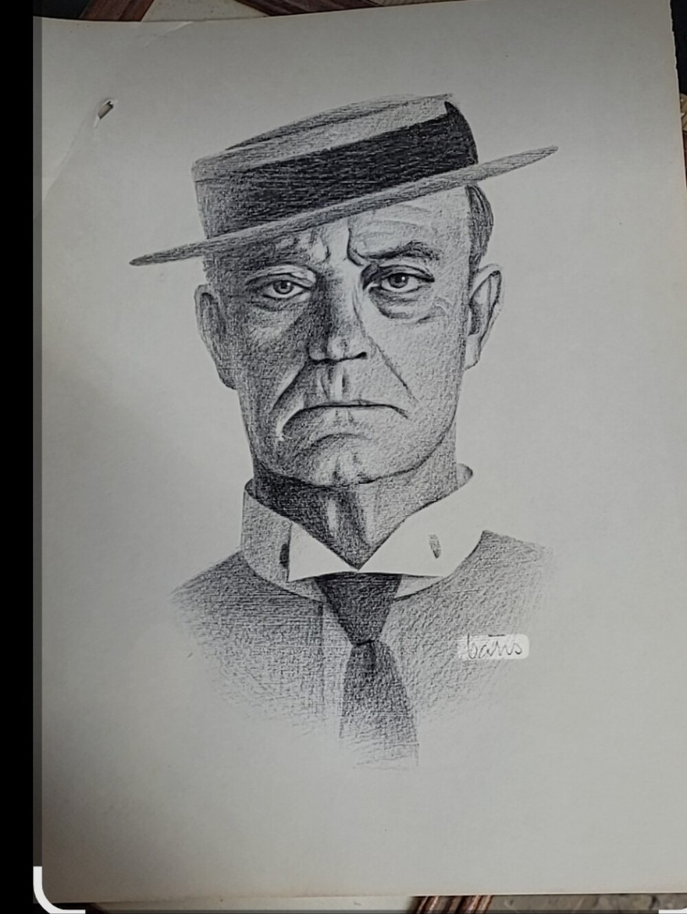 Original Pencil Portrait Drawing - Black & White Buster Keaton Portrait